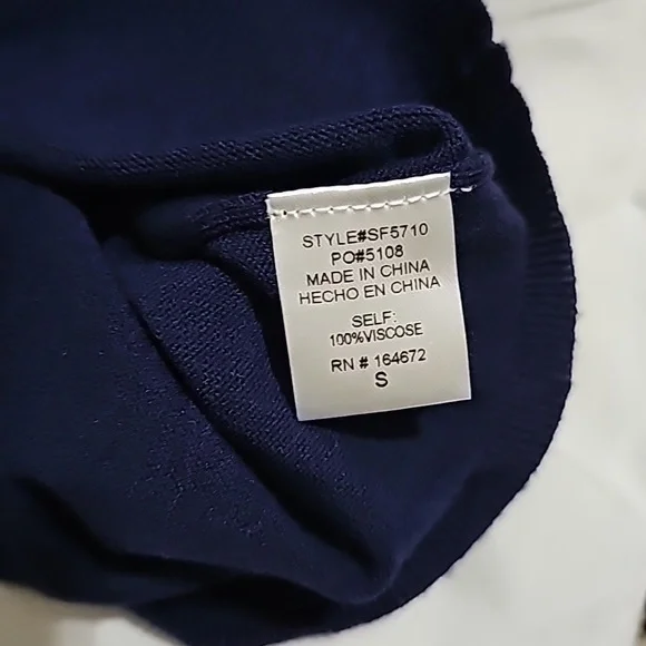 NWT Six/Fifty Darcy Mixed Media Top In Navy And White Small - Picture 5 of 6